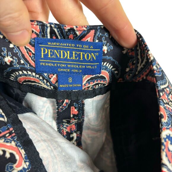 NWT Pendleton Blue & Orange Paisley Print Ankle Pants Women's Size 8 - Picture 7 of 7